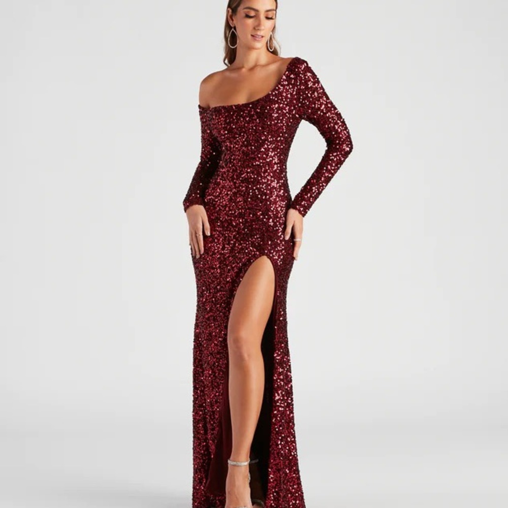Wendy Sequin Off The Shoulder Dress | Burgundy Red Holiday dress gorgeous NWT